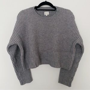 Dee Elly Ribbed Knit Pullover Long Sleeve Sweater Grey Sz XS